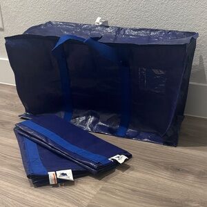 3 Large Blue Utility Tote or Moving Bag with Straps